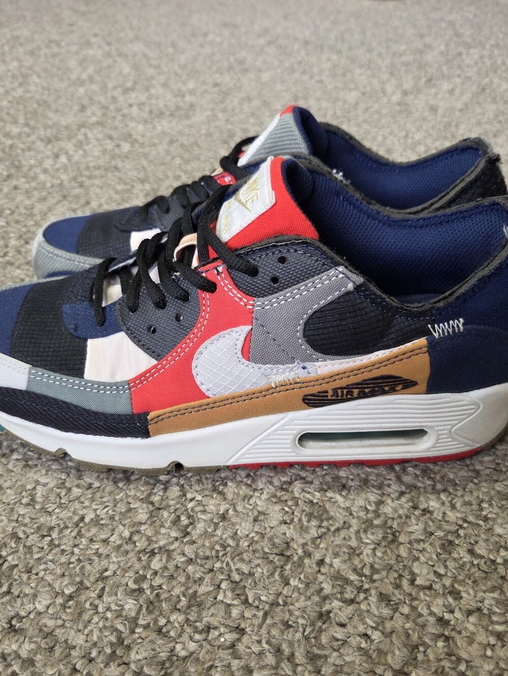 Nike Air Max 90 QS Legacy Patchwork Shoes Women’s SZ 8.5 College Navy DJ4878 400